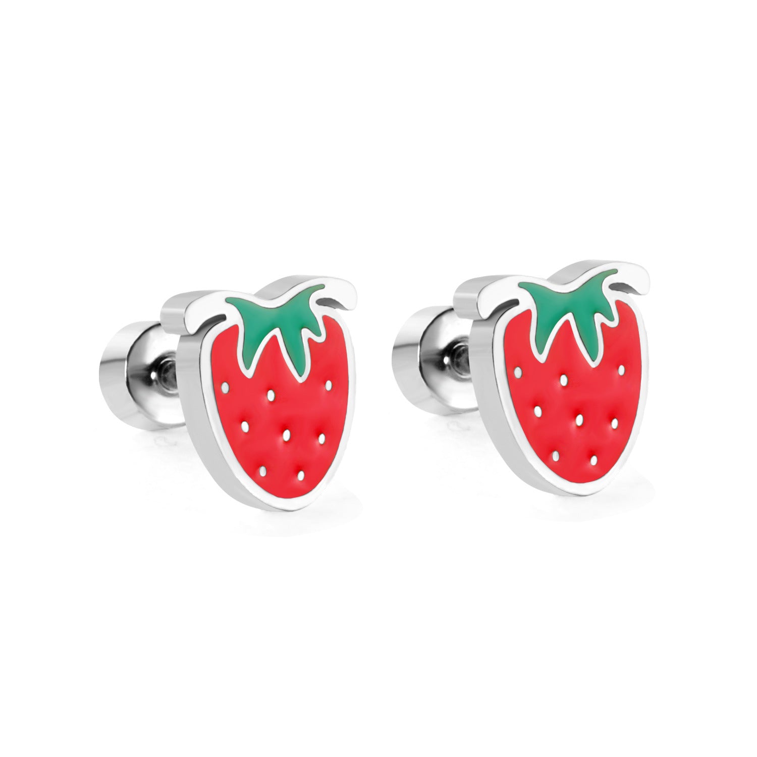 Venta al por mayor Rainbow Seashell Pendientes de botón de acero inoxidable